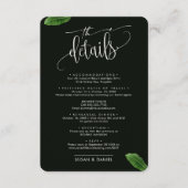 野生の熱帯葉の写真結婚の旅行詳細 エンクロージャーカード (正面)