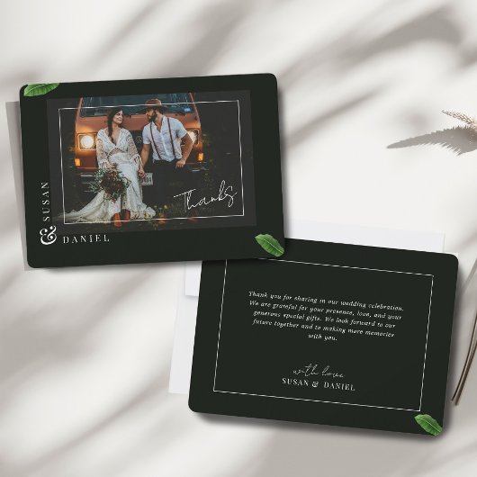 野生の熱帯離れの写真結婚のサンキューカード サンキューカード