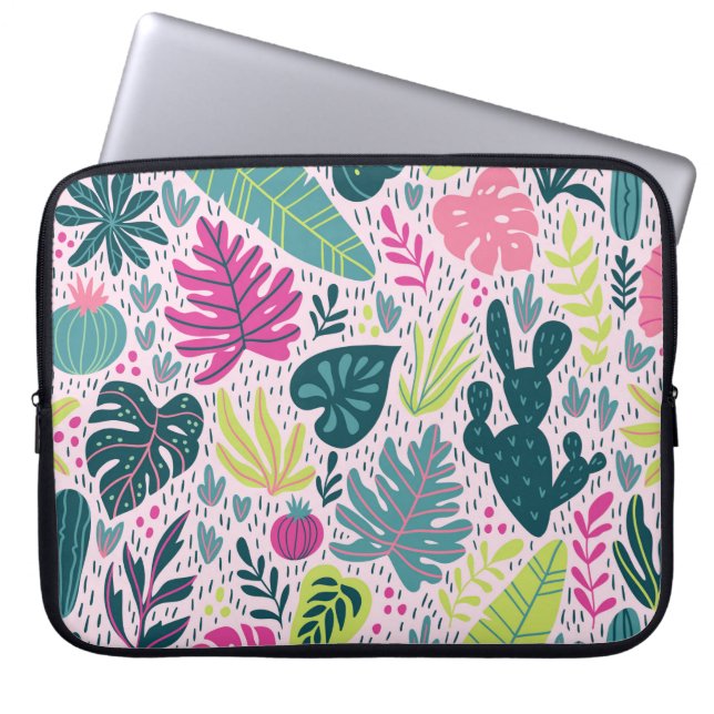 野生の熱帯雨林に継ぎ目のない模様。Tr ラップトップスリーブ (正面)