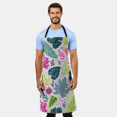 野生の熱帯雨林、ヴィンテージの繰り返しパターン エプロン (着用した状態)