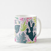 野生の熱帯雨林、ヴィンテージの繰り返しパターン コーヒーマグカップ (正面右)