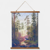 野生の牛と雌のムースの素朴なデザイン 吊り下げ型タペストリー (正面)