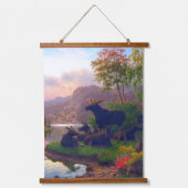 野生の牛と雌のムースの素朴なデザイン 吊り下げ型タペストリー (正面2)