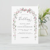 野生の牧草地ほこりっぽいピンクのフローラアーチ結婚写真 招待状 (スタンド正面)