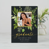 野生の牧草地フォイル写真卒業発表 箔招待状 (立ち正面)