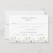 野生の牧草地フローラ結婚の食事の選択 出欠カード (正面)