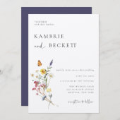 野生の牧草地フローラ結婚ズ 招待状 (正面/裏面)