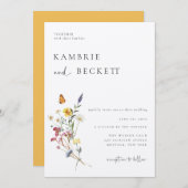 野生の牧草地フローラ結婚ズ 招待状 (正面/裏面)