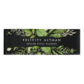 野生の牧草地 |緑と黒の植物学 名札 (正面)