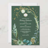 野生の牧草地 |緑の植物幾何学結婚学 招待状 (正面)