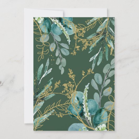 野生の牧草地 |緑の植物幾何学結婚学 招待状 (裏面)