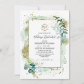 野生の牧草地 |緑の植物幾何学結婚学 招待状 (正面)