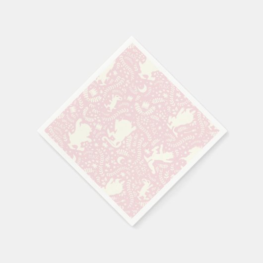 野生の物がピンクの花のパターンを スタンダードカクテルナプキン (角)