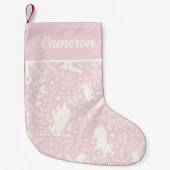 野生の物がピンクの花のパターンを スモールクリスマスストッキング (正面)