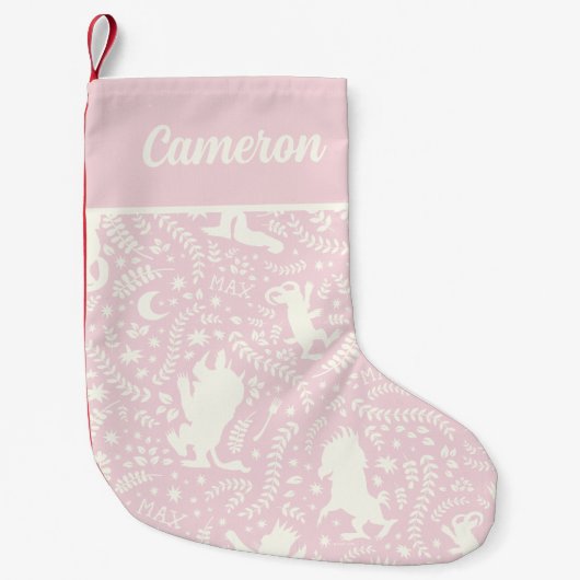 野生の物がピンクの花のパターンを スモールクリスマスストッキング (正面)