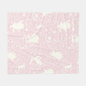 野生の物がピンクの花のパターンを フリースブランケット (正面(横))