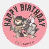 野生の物が存在する場所 |ハッピーバースデー ラウンドシール (正面)