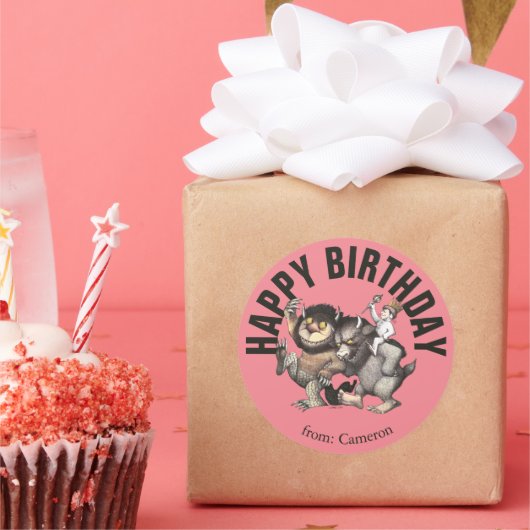 野生の物が存在する場所 |ハッピーバースデー ラウンドシール (パーティー)