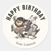 野生の物が存在する場所 |ハッピーバースデー ラウンドシール (正面)