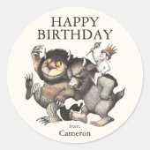 野生の物が存在する場所 |ハッピーバースデー ラウンドシール (正面)