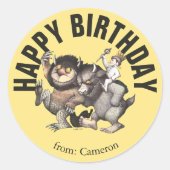 野生の物が存在する場所 |ハッピーバースデー ラウンドシール (正面)