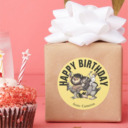 野生の物が存在する場所 |ハッピーバースデー ラウンドシール (パーティー)