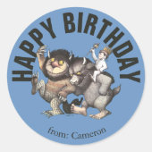 野生の物が存在する場所 |ハッピーバースデー ラウンドシール (正面)