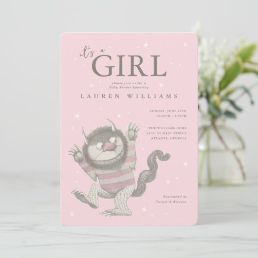 野生の物が存在する場所 |女の子の赤ちゃんシャワー 招待状 (スタンド正面)