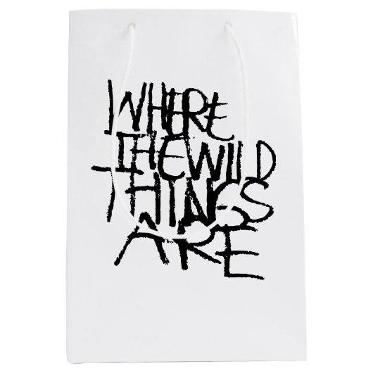 野生の物が存在する場所 |手書き ミディアムペーパーバッグ (正面)