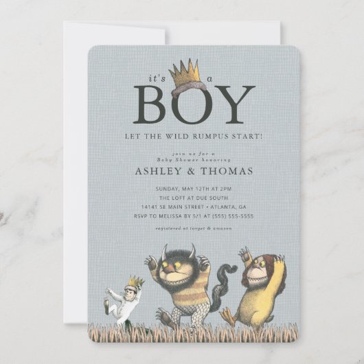 野生の物が存在する場所 |男の子の赤ちゃんシャワー 招待状 (正面)