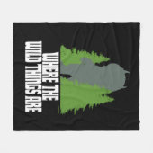 野生の物が存在する場所 |野生のモノと木 フリースブランケット (正面(横))