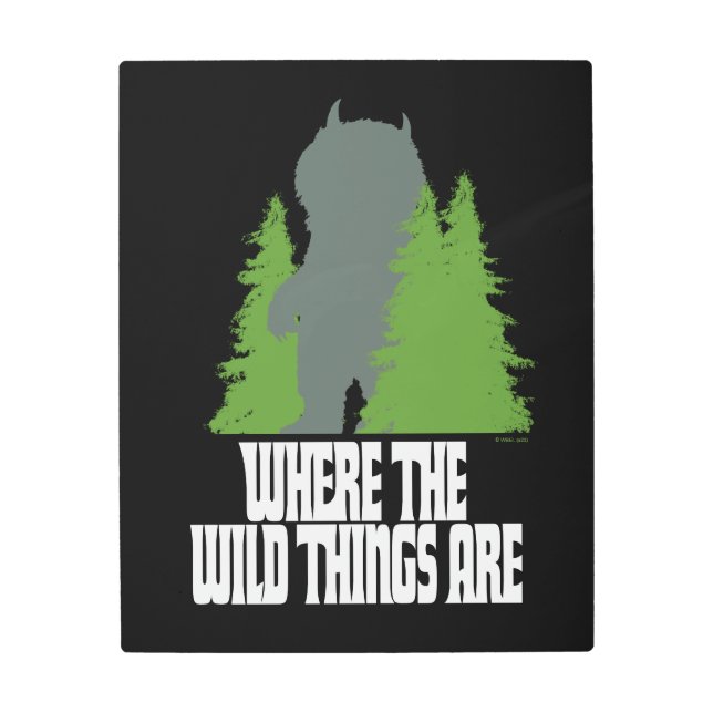 野生の物が存在する場所 |野生のモノと木 メタルプリント (正面)