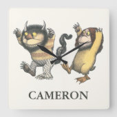 野生の物が存在する場所 | 2つのワイルドなもの スクエア壁時計 (正面)