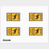 野生の犬の交差点、標識、ジンバブエ 楕円形シール (シート)