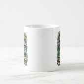 野生の狼の冒険　レトロな自然の芸術 コーヒーマグカップ (中央)