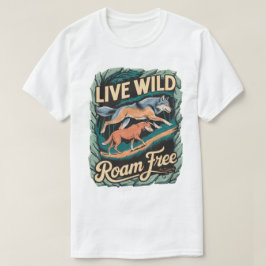 野生の狼の冒険 レトロな自然の芸術 Tシャツ
