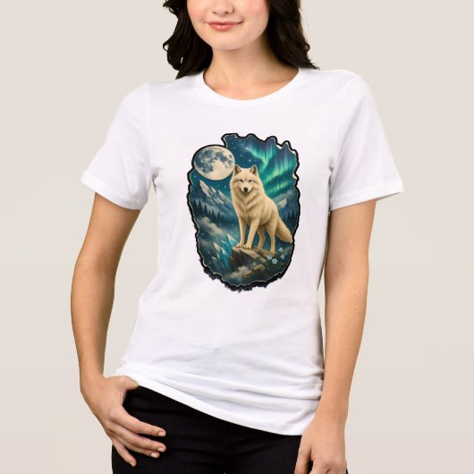 野生の狼の女性Tシャツ | ティーシャツ トライブレンドTシャツ (正面)