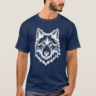 野生の狼の頭部ロゴグラフィックデザイン Tシャツ