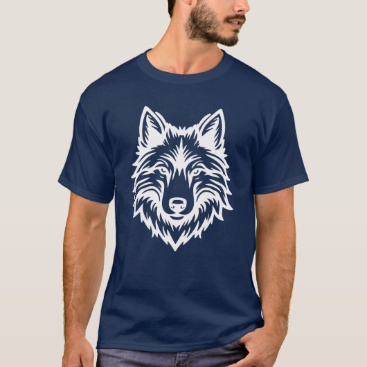 野生の狼の頭部ロゴグラフィックデザイン Tシャツ (正面)