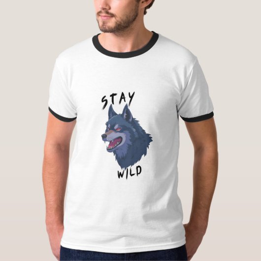 野生の狼はっきりしたの精神 Tシャツ (正面)