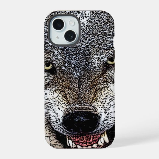 野生の狼 iPhone 15ケース (裏面)
