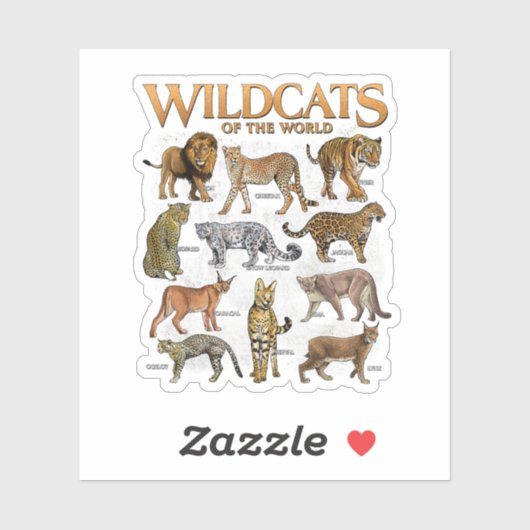 野生の猫の世界の動物Educational Wild An シール (シート)