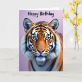 野生の猫の誕生日カード カード (黄色い花)