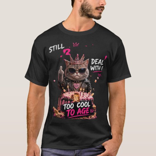 野生の猫の誕生日ネオン・グラフィティデザイン Tシャツ (正面)