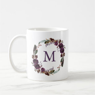 野生の王室のな開花 の花のモノグラム コーヒーマグカップ