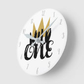 野生の王 きらきらゴールドクラウン ジャングル ぬいぐむ こども ラウンド壁時計 (傾斜)