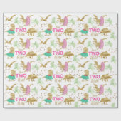 野生の生まれピンクの金ゴールドで金エレガントの恐竜 ラッピングペーパー (フラット)