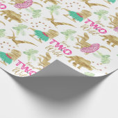 野生の生まれピンクの金ゴールドで金エレガントの恐竜 ラッピングペーパー (角)