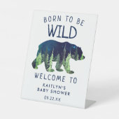 野生の生まれ赤ちゃんシャワー歓迎ペデスタルサイン 台座サイン (正面)