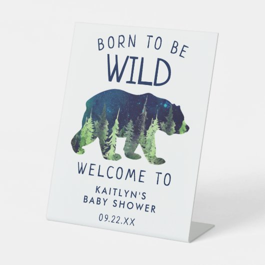 野生の生まれ赤ちゃんシャワー歓迎ペデスタルサイン 台座サイン (正面)